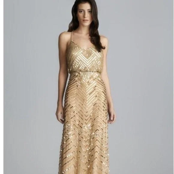 Adrianna Papell | Dresses | Nwt Adrianna Papell Gold Chevron Beaded Blouson Gown 4 | Poshmark Adrianna Papell | Dresses | Nwt Adrianna Papell Gold Chevron Beaded Blouson Gown 4 | Poshmark